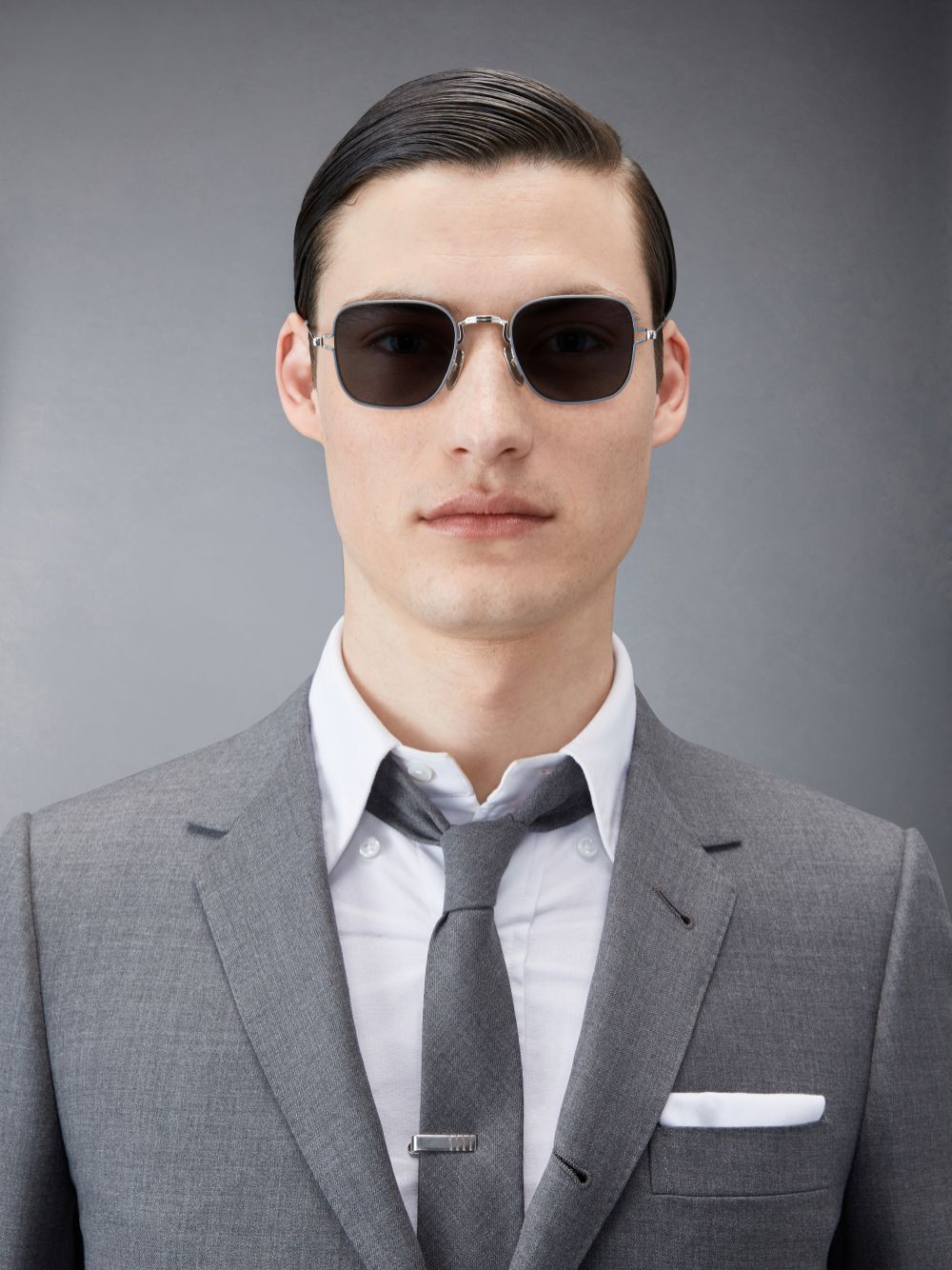 Thom Browne Titanium Square Men Sunglasses Silver | TPW56P27706