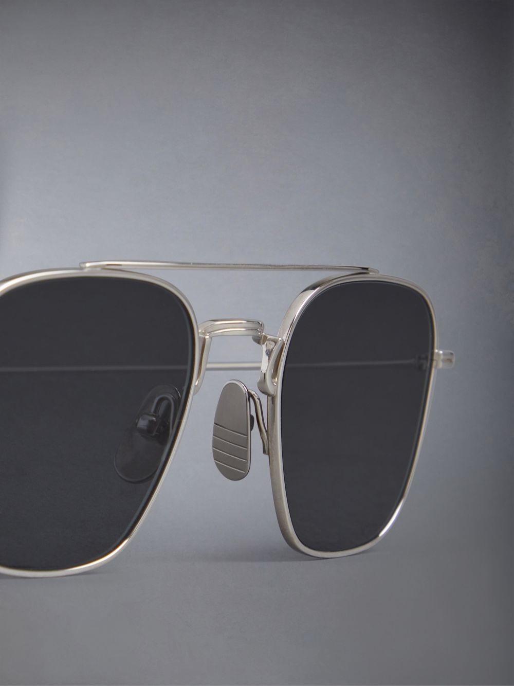 Thom Browne Titanium Squared Aviator Men Sunglasses Grey | EXZ10G96379