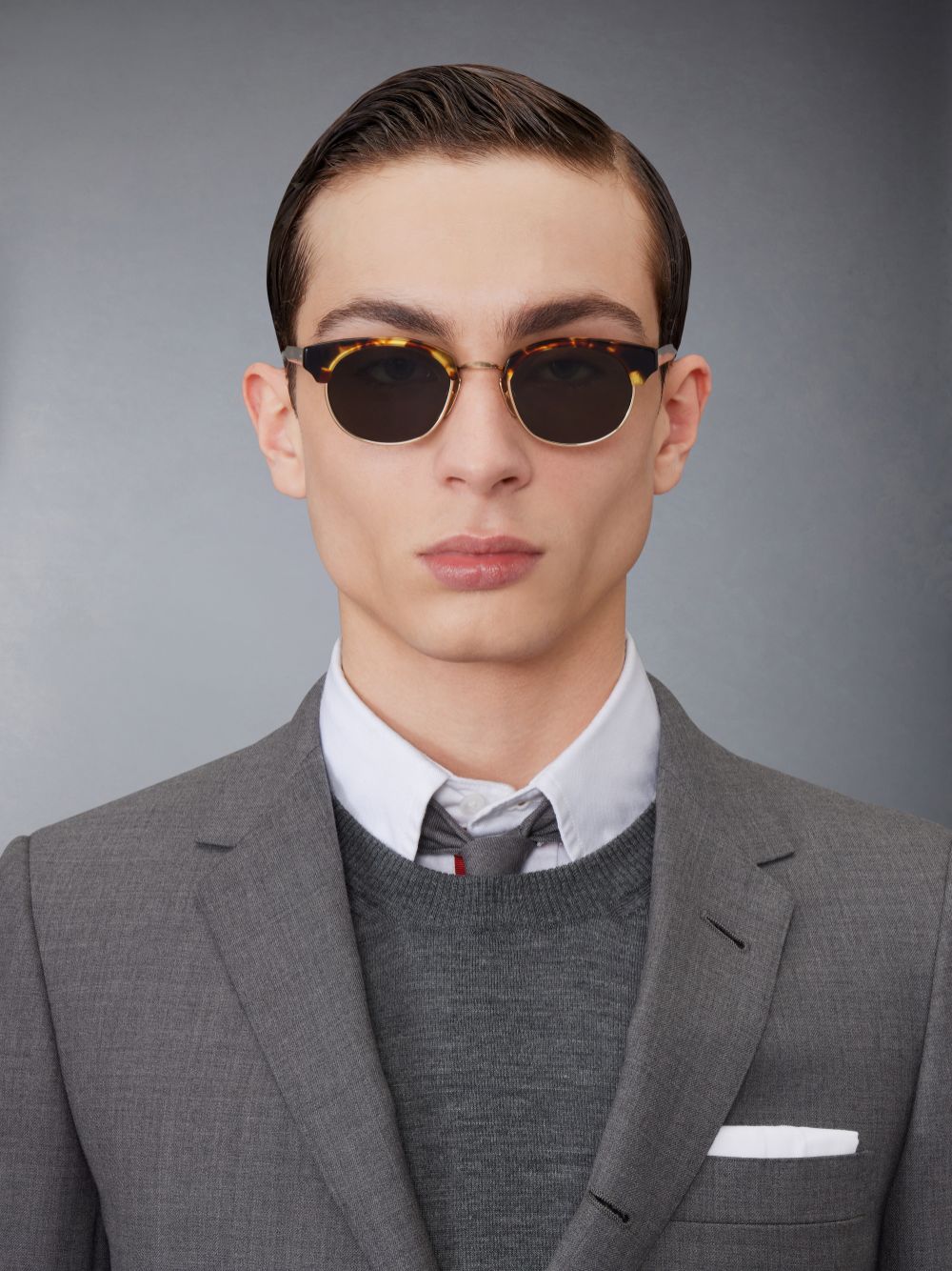 Thom Browne Tortoise Acetate And Titanium Oval Men Sunglasses Brown | GLU08M19263