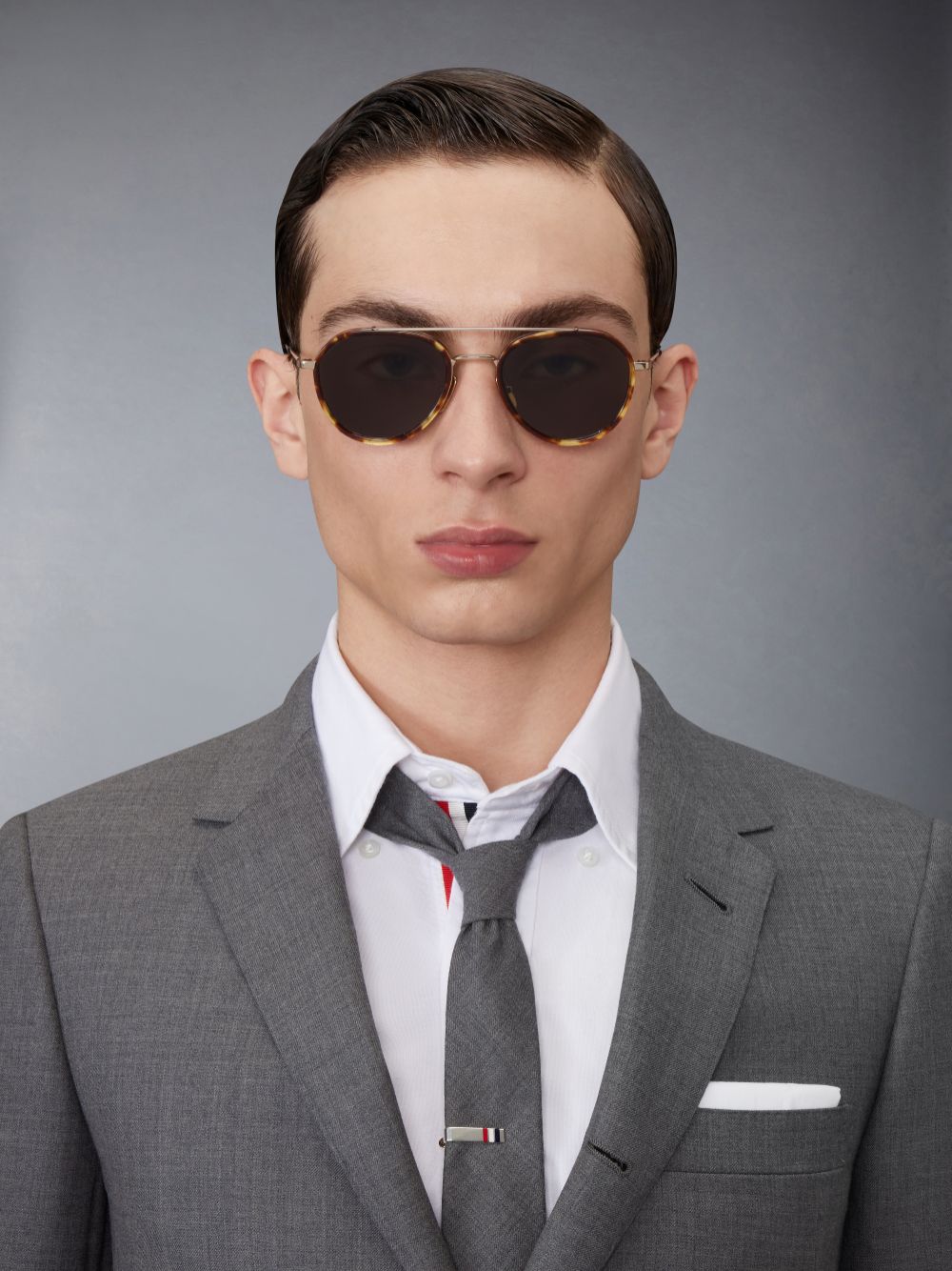 Thom Browne Tortoise Acetate And Titanium Aviator Women Sunglasses Brown | COA47L23051