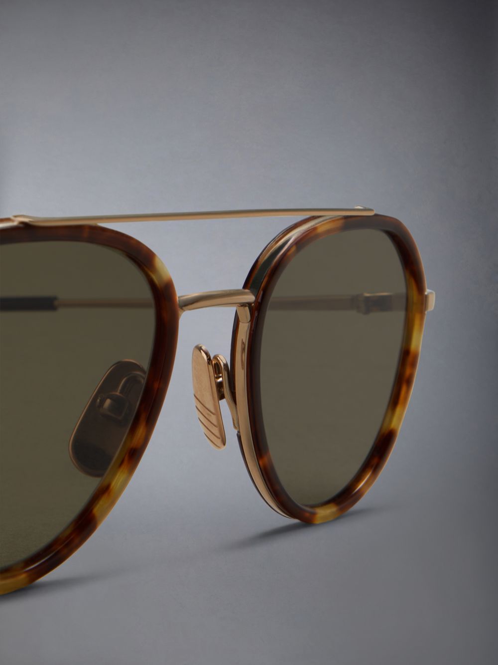 Thom Browne Tortoise Acetate And Titanium Aviator Women Sunglasses Brown | COA47L23051