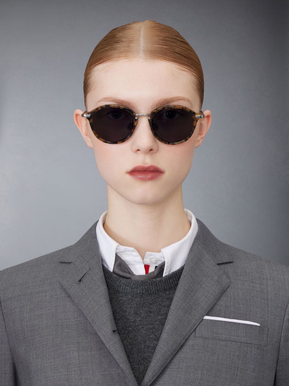 Thom Browne Tortoise Acetate And Titanium Round Women Sunglasses Brown | ZAC15S12615