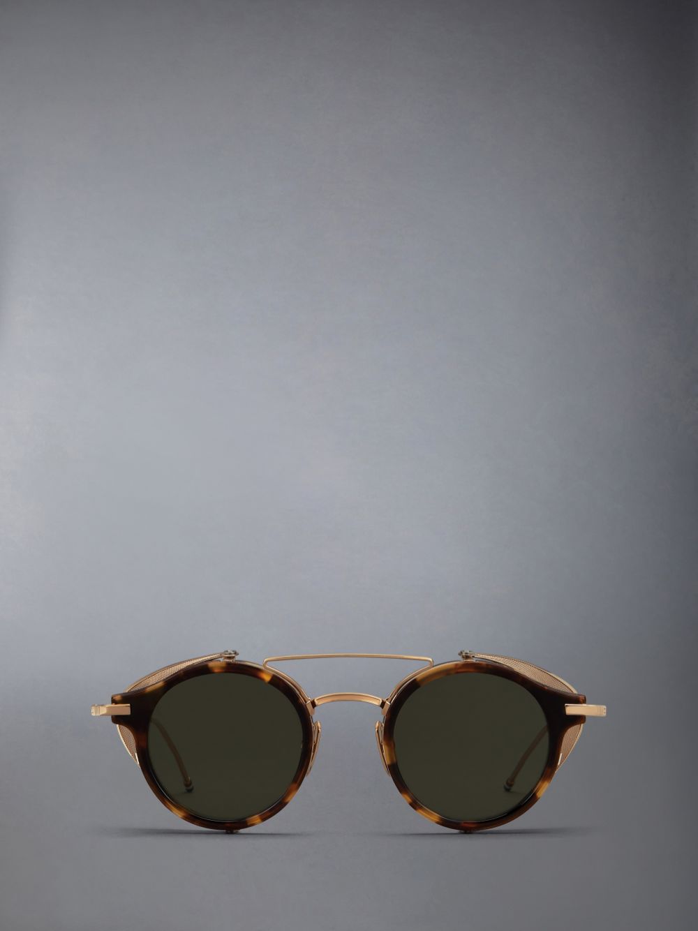 Thom Browne Tortoise Acetate And Titanium Round W/ Side Shields Men Sunglasses Brown | KTE52F79108