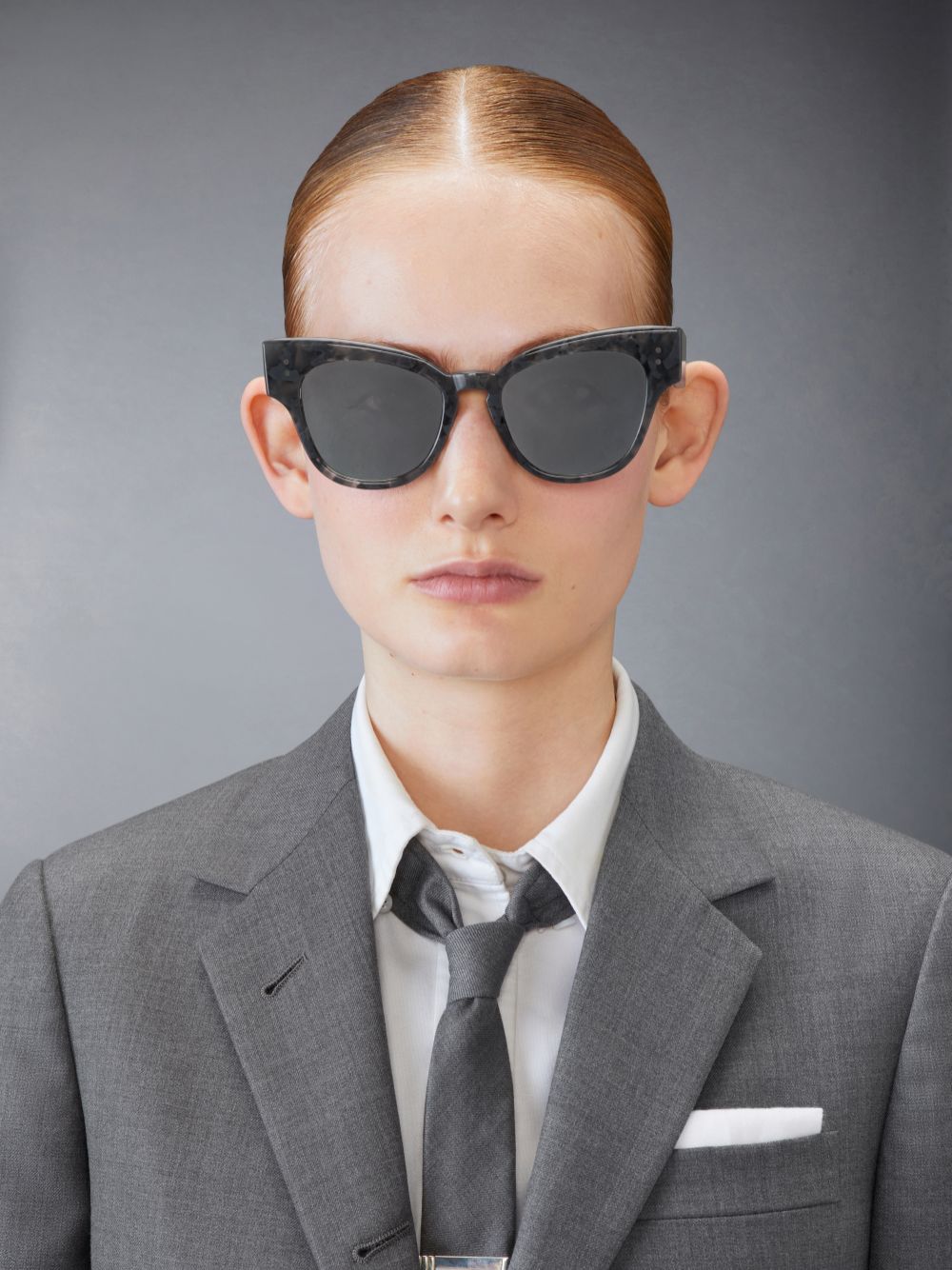 Thom Browne Tortoise Acetate Cateye Men Sunglasses Grey | NOU38E62772