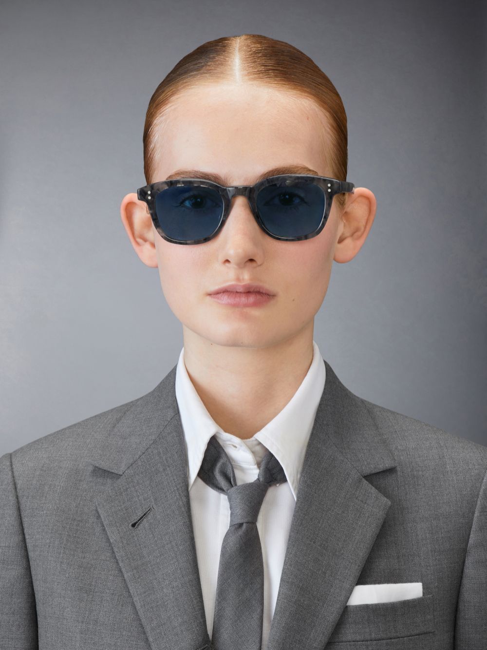 Thom Browne Tortoise Acetate Rectangular Men Sunglasses Grey | LMH08C97078