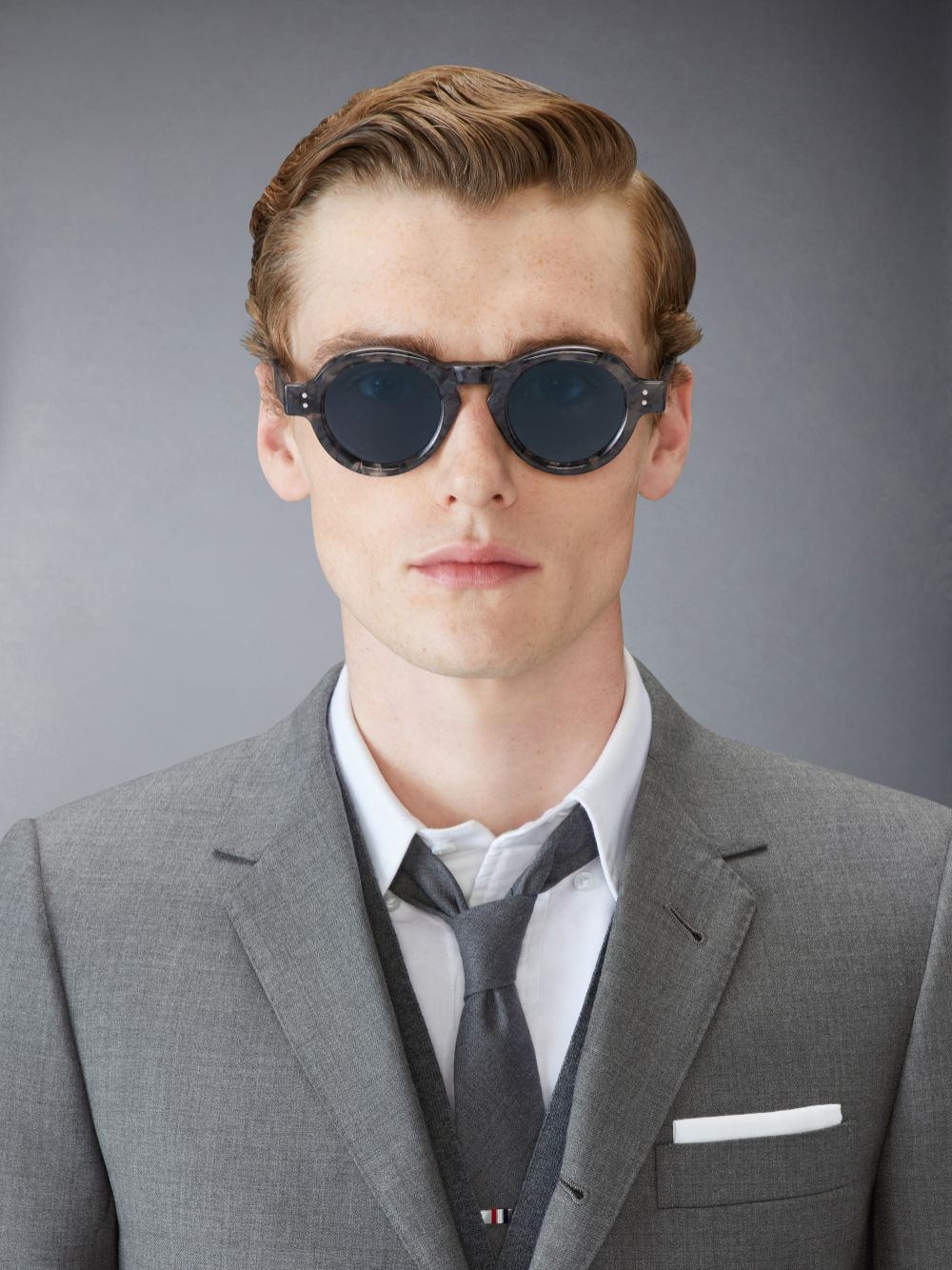 Thom Browne Tortoise Acetate Round Men Sunglasses Grey | EGV83J40426