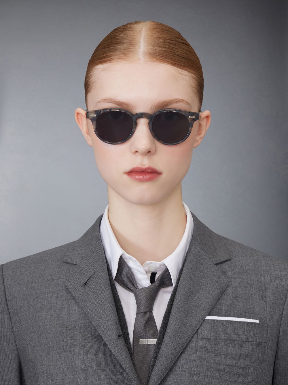 Thom Browne Tortoise Acetate Round Women Sunglasses Grey | JGH37J56972