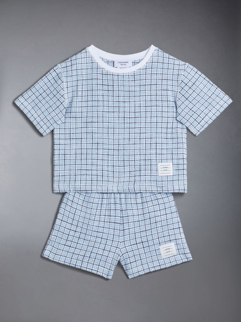 Thom Browne Tweed Jersey Boxy Boys's T Shirts Blue | ZII64S76708