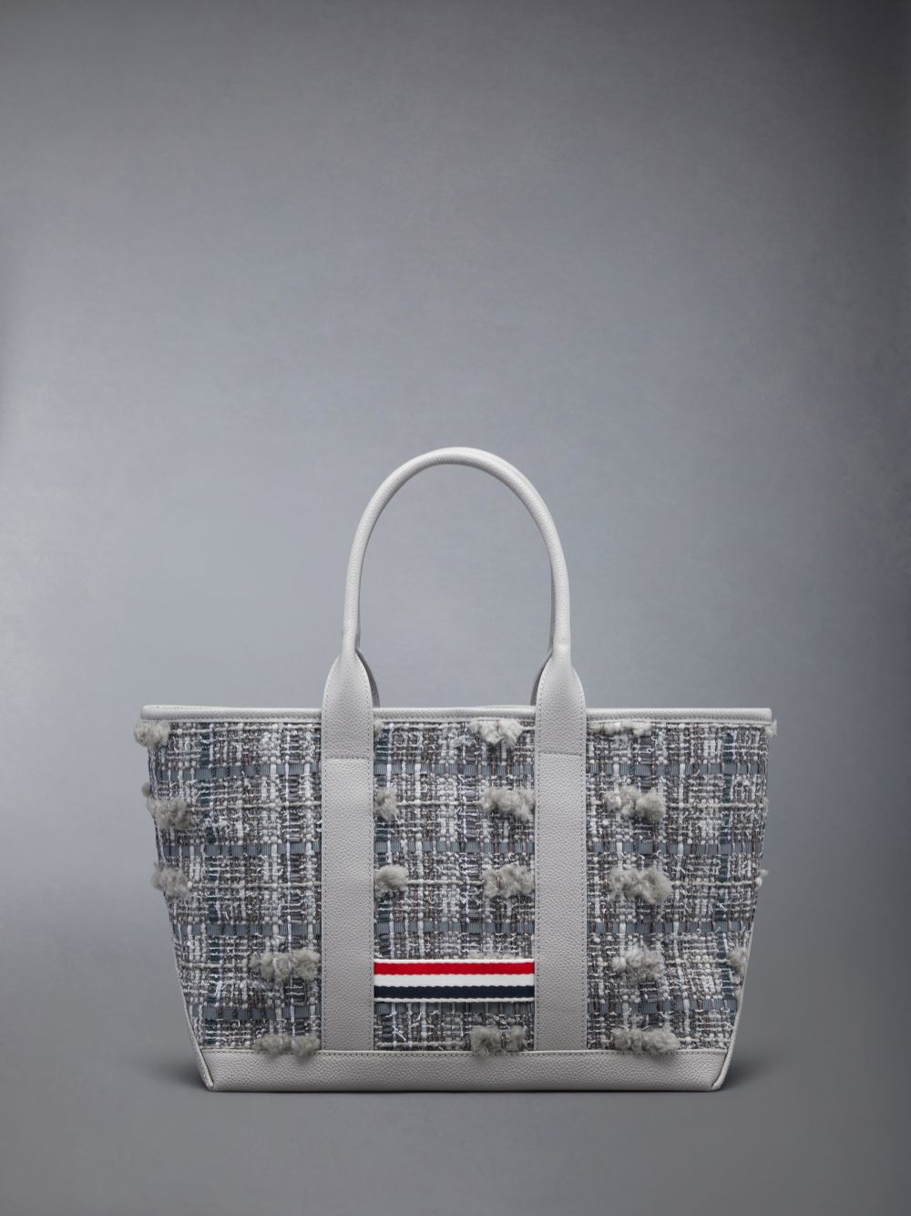 Thom Browne Tweed Leather Small Tool Men Tote Bags Grey | ZOQ53V61935