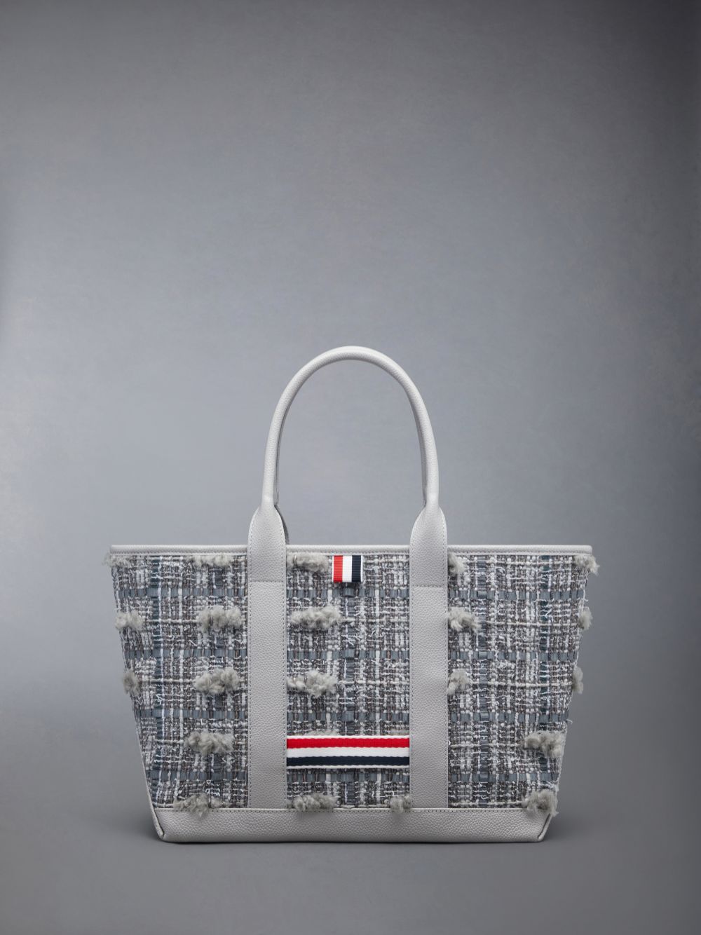 Thom Browne Tweed Leather Small Tool Women Tote Bags Grey | MLA71C14016