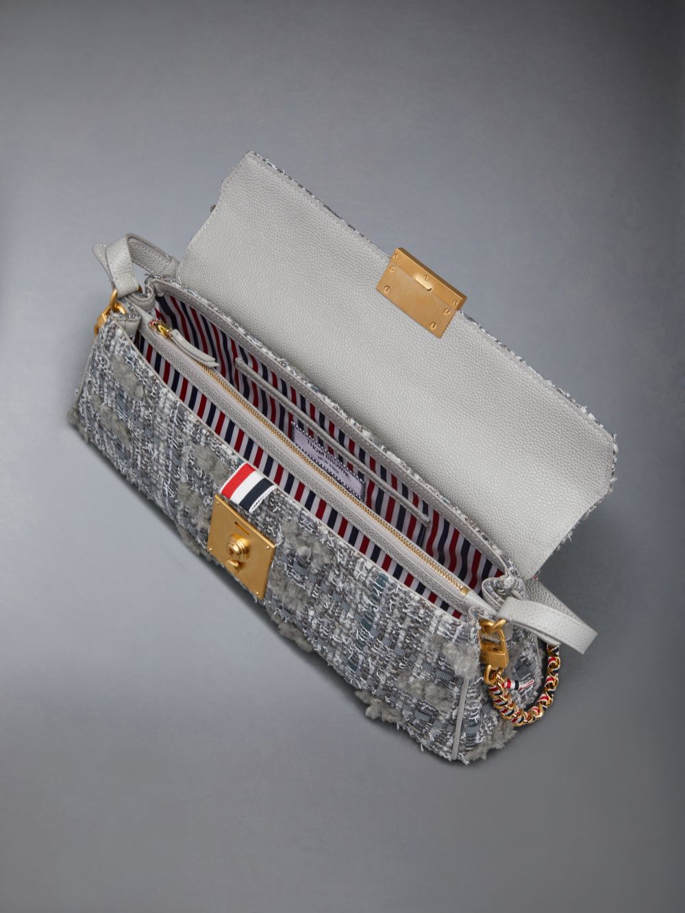 Thom Browne Tweed Mrs.uette Women Clutch Bags Grey | ZUV95F80206