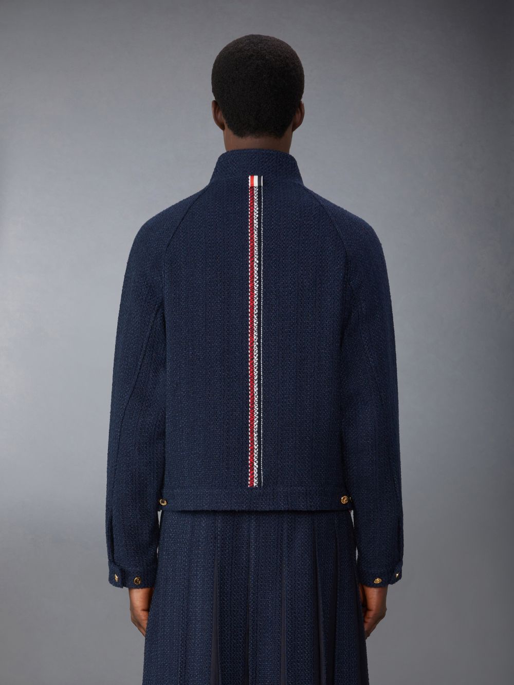 Thom Browne Tweed Raglan Collar Men Jackets Blue | OCX39O54759