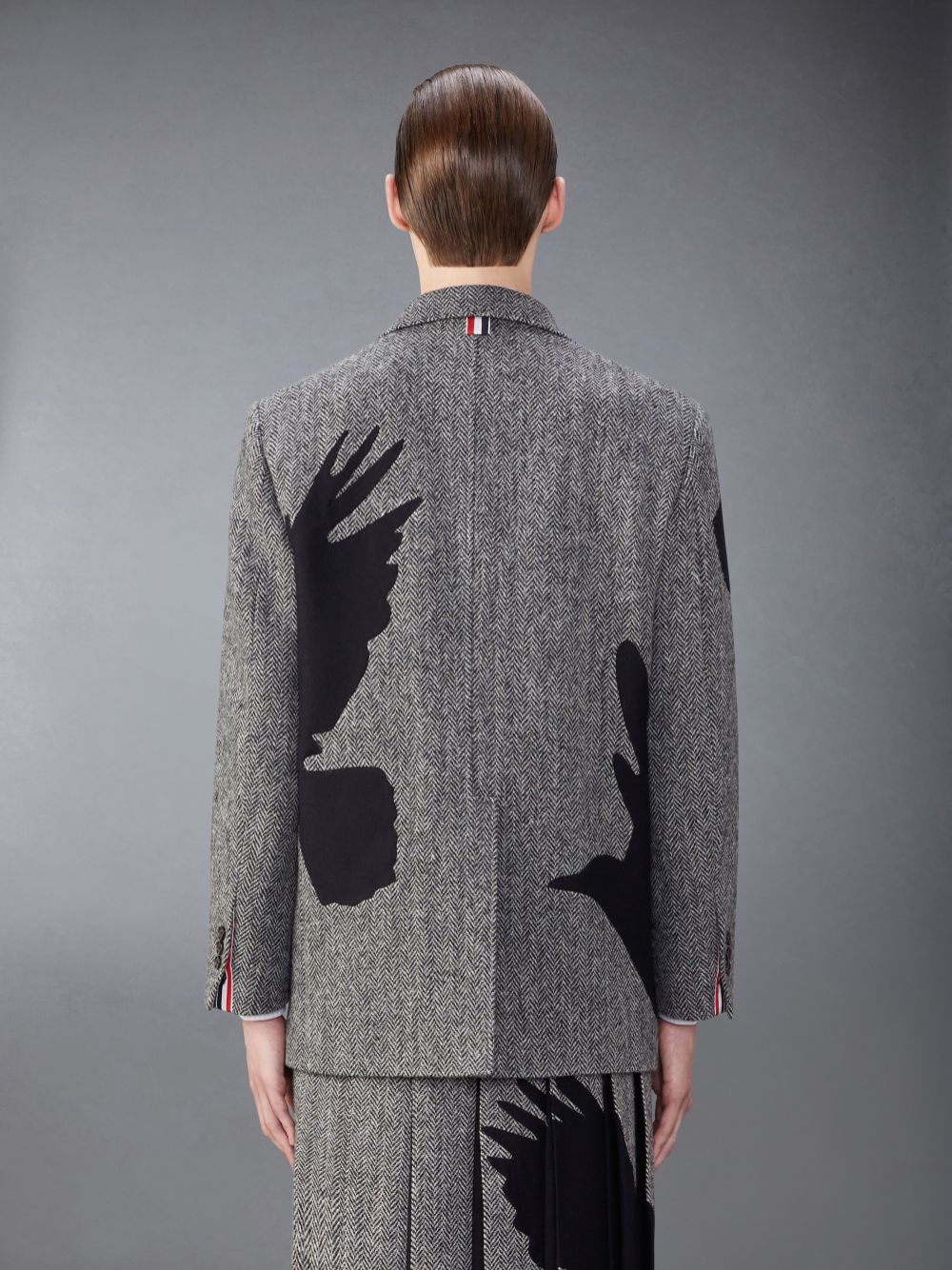 Thom Browne Tweed Raven Unstructured Sack Sport Men Coats Black | FUS94D69688