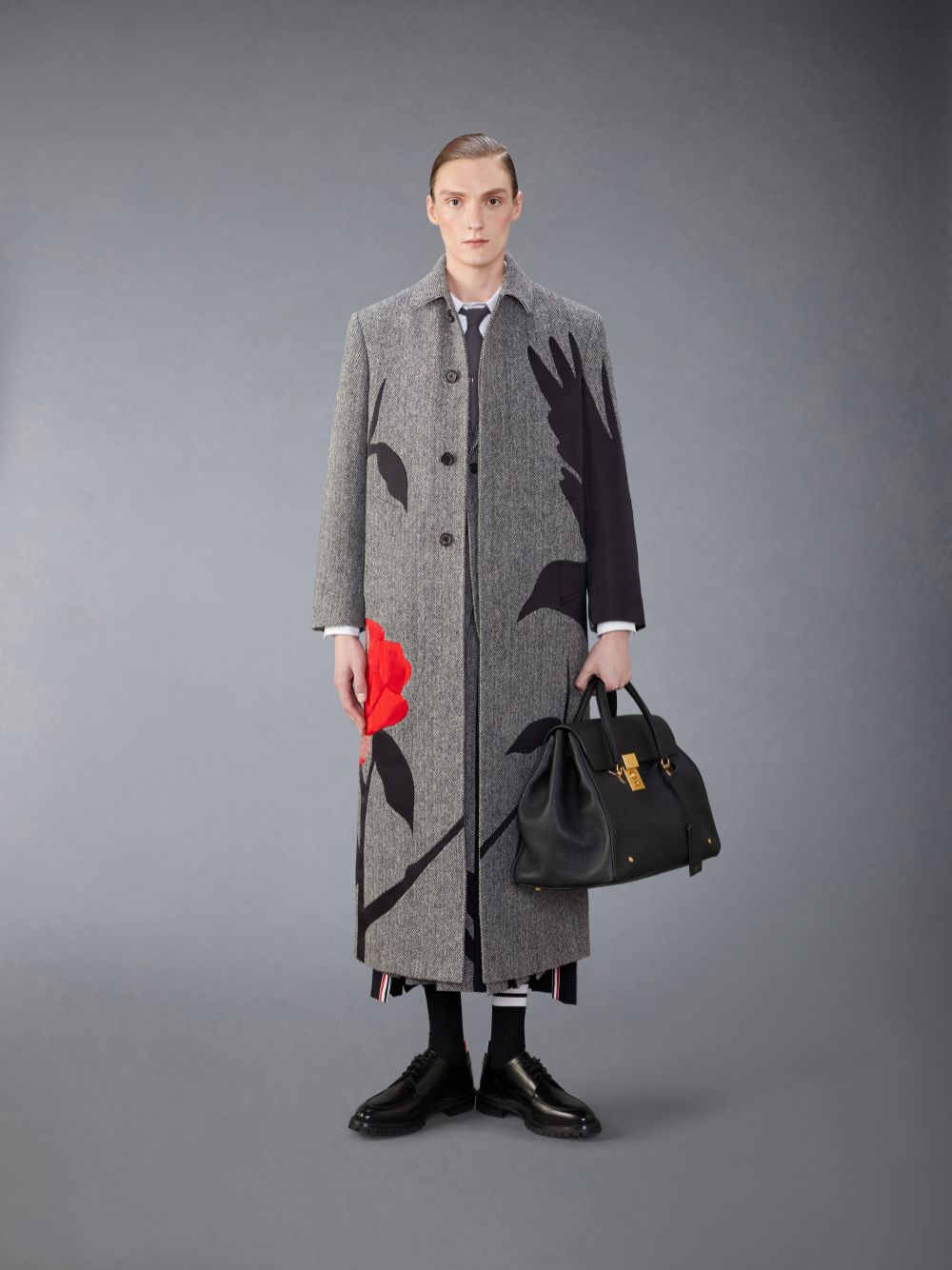 Thom Browne Tweed Raven Unstructured Sack Sport Men Coats Black | FUS94D69688