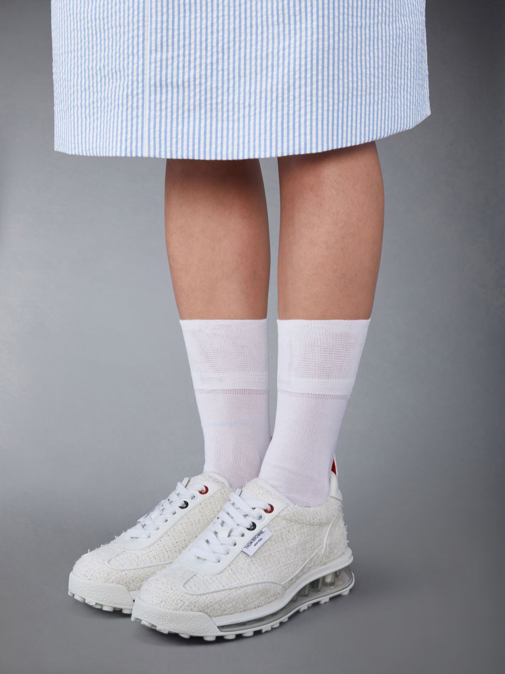 Thom Browne Tweed Tech Runner Women Sneakers White | NFW76C98605