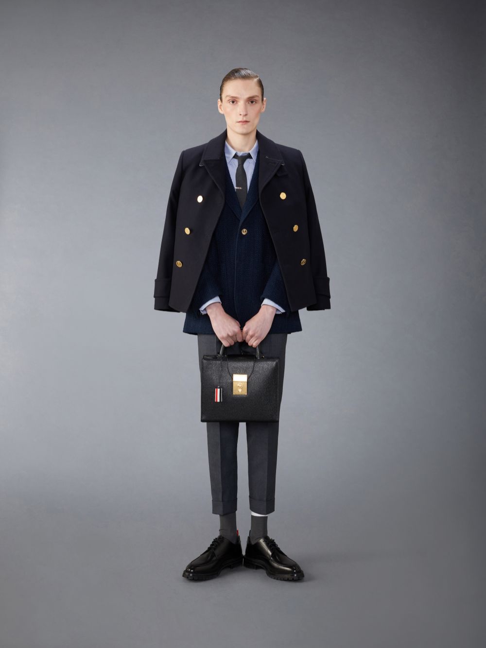 Thom Browne Tweed Unstructured Sack Sport Men Coats Blue | JWR07E80391