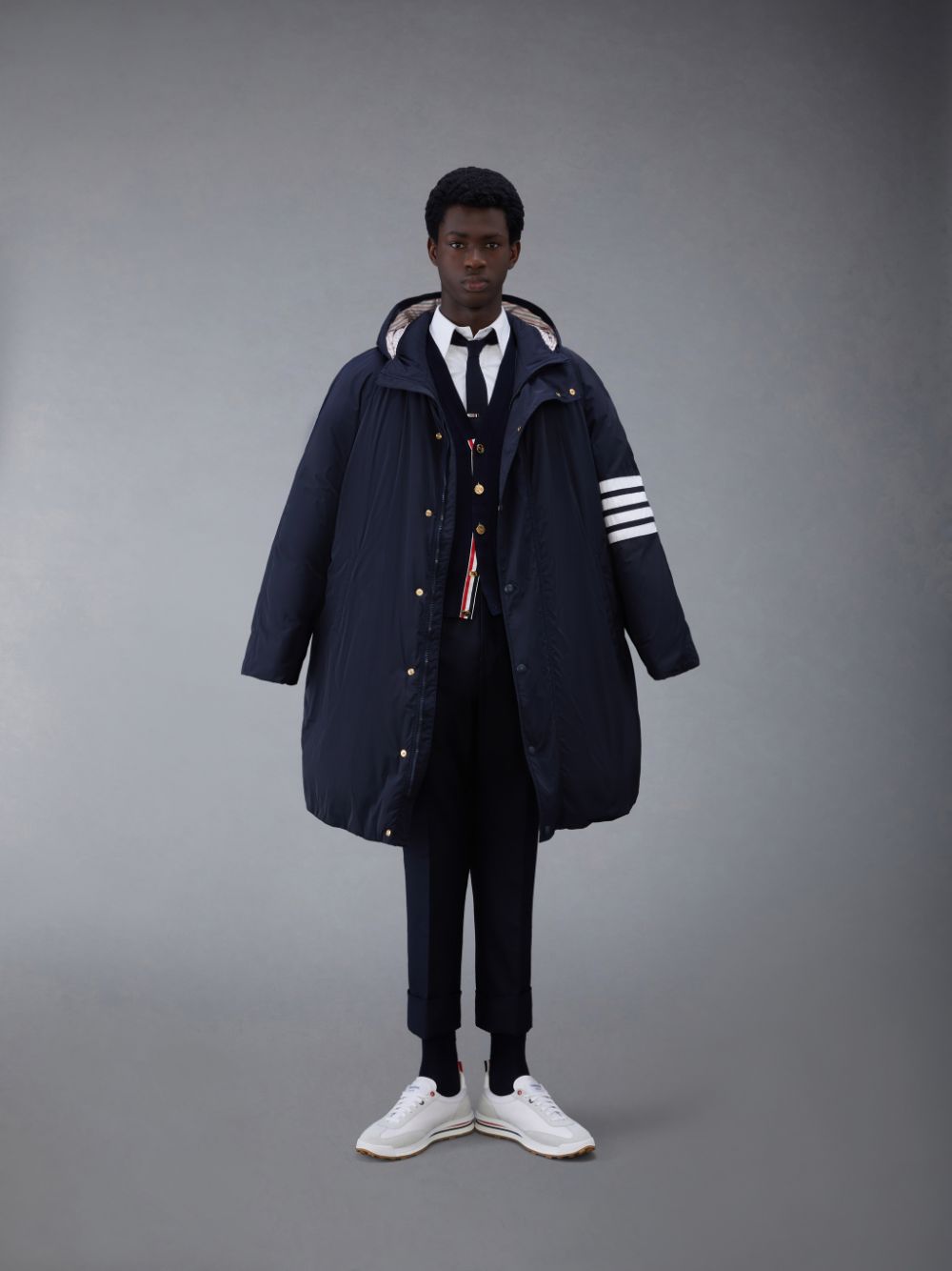 Thom Browne Twill 4-Bar Football Sideline Men Parka Blue | CPY93V57614