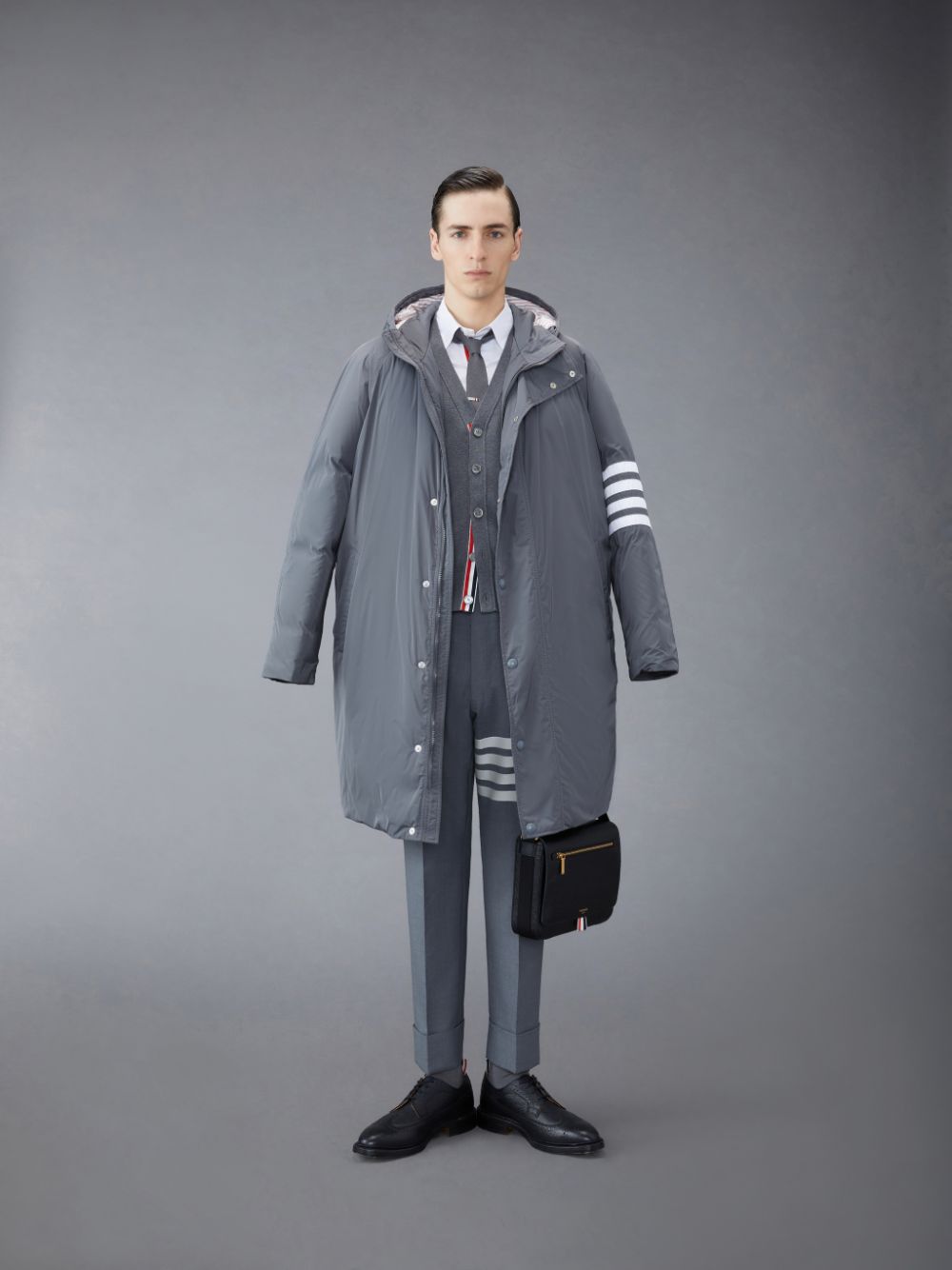 Thom Browne Twill 4-Bar Football Sideline Men Parka Grey | JZN53X20858