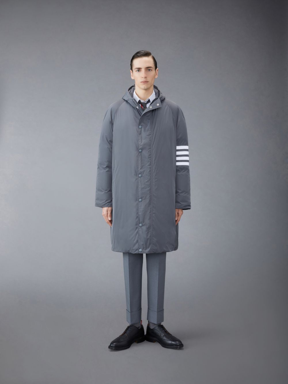 Thom Browne Twill 4-Bar Football Sideline Men Parka Grey | JZN53X20858