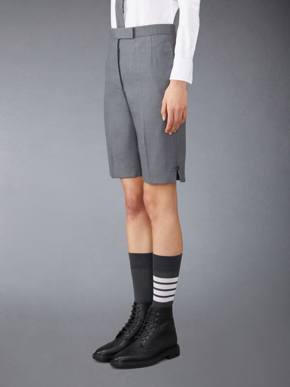 Thom Browne Twill Classic Backstrap Bermuda Women Shorts Grey | GTE37G28776