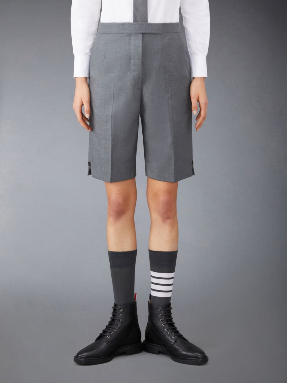 Thom Browne Twill Classic Backstrap Bermuda Women Shorts Grey | GTE37G28776