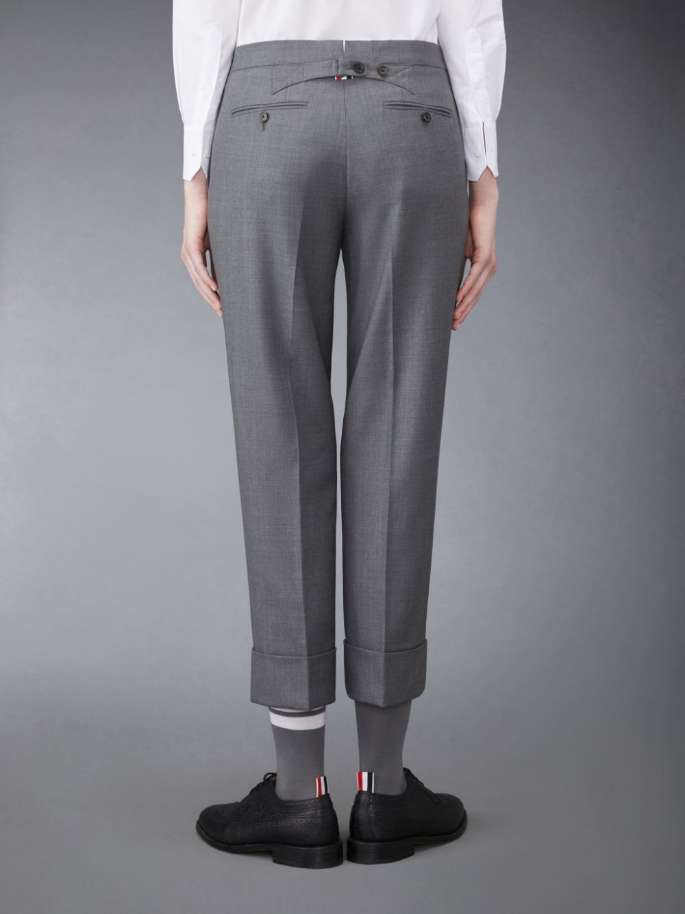 Thom Browne Twill Classic Backstrap Women Pants Grey | DZB80F24289