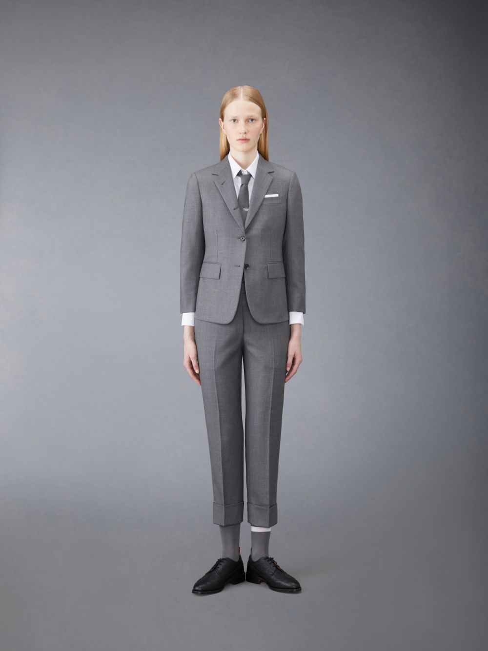 Thom Browne Twill Classic Backstrap Women Pants Grey | DZB80F24289