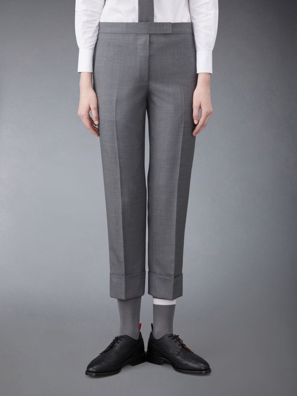 Thom Browne Twill Classic Backstrap Women Pants Grey | DZB80F24289