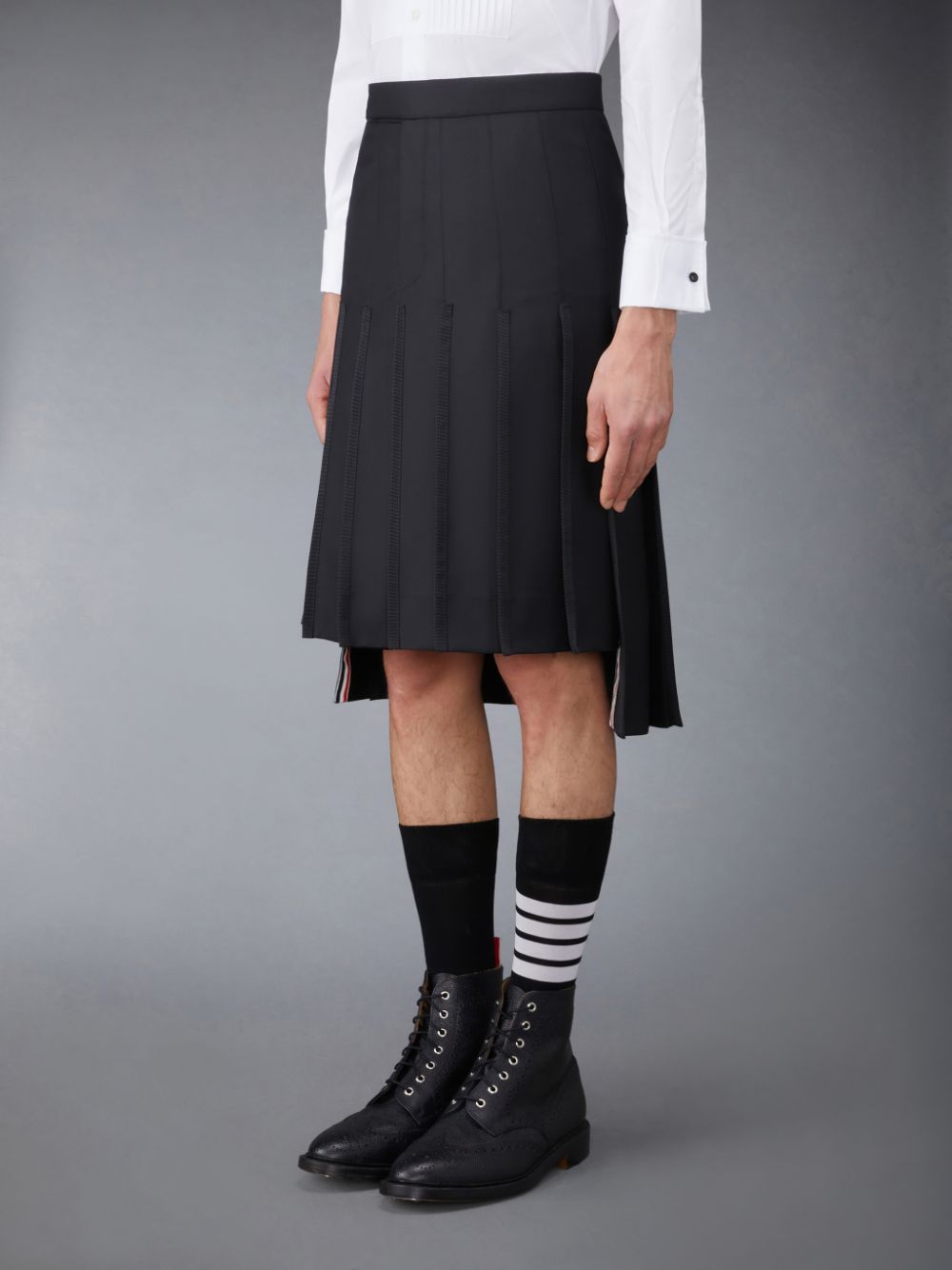 Thom Browne Twill Classic Pleated Backstrap Men Skirts Grey | AES96X28148