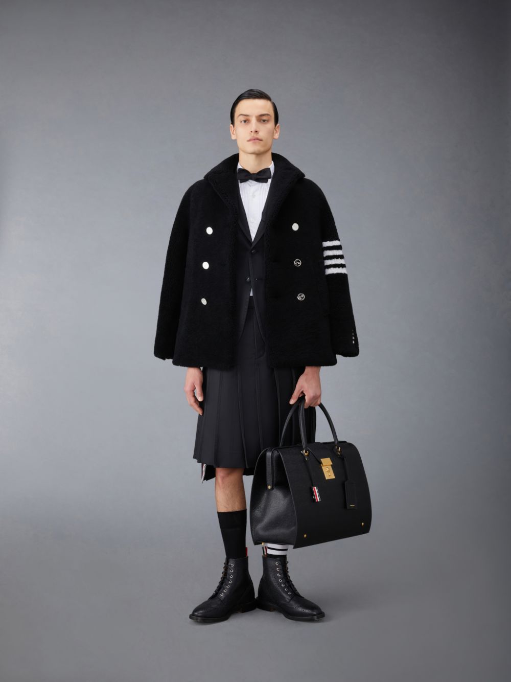 Thom Browne Twill Classic Pleated Backstrap Men Skirts Grey | AES96X28148