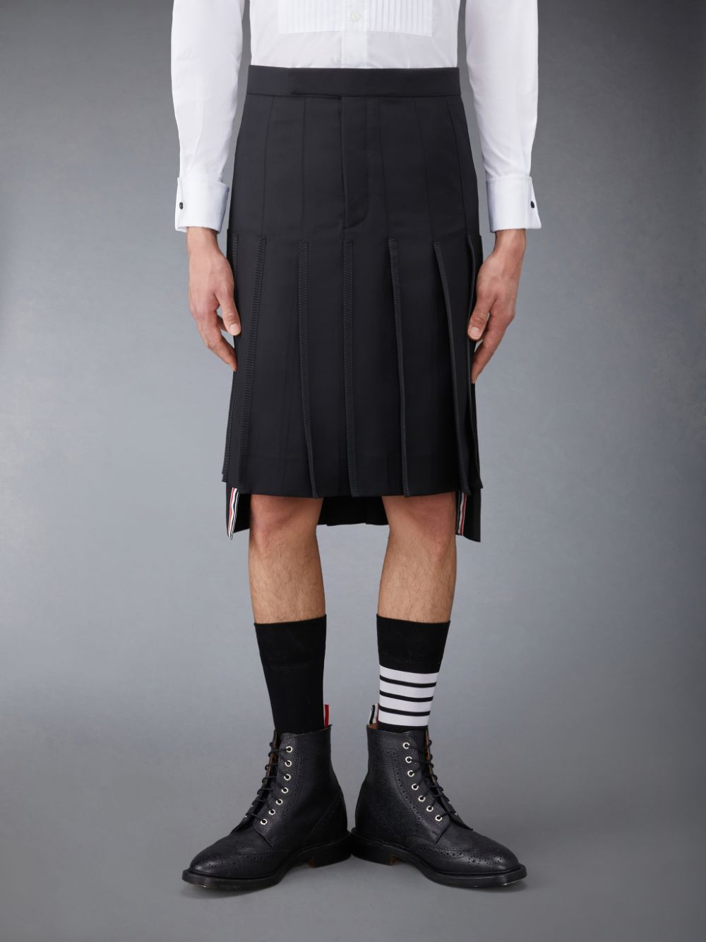 Thom Browne Twill Classic Pleated Backstrap Men Skirts Grey | AES96X28148