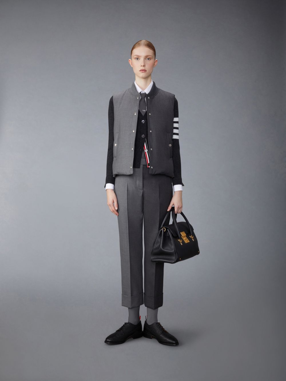 Thom Browne Twill Down Classic Women Vest Grey | JXL14Y43234