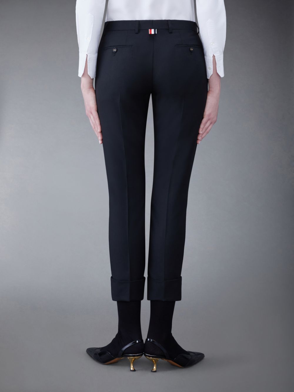 Thom Browne Twill Low Rise Cigarette Women Pants Black | RHU15N12440