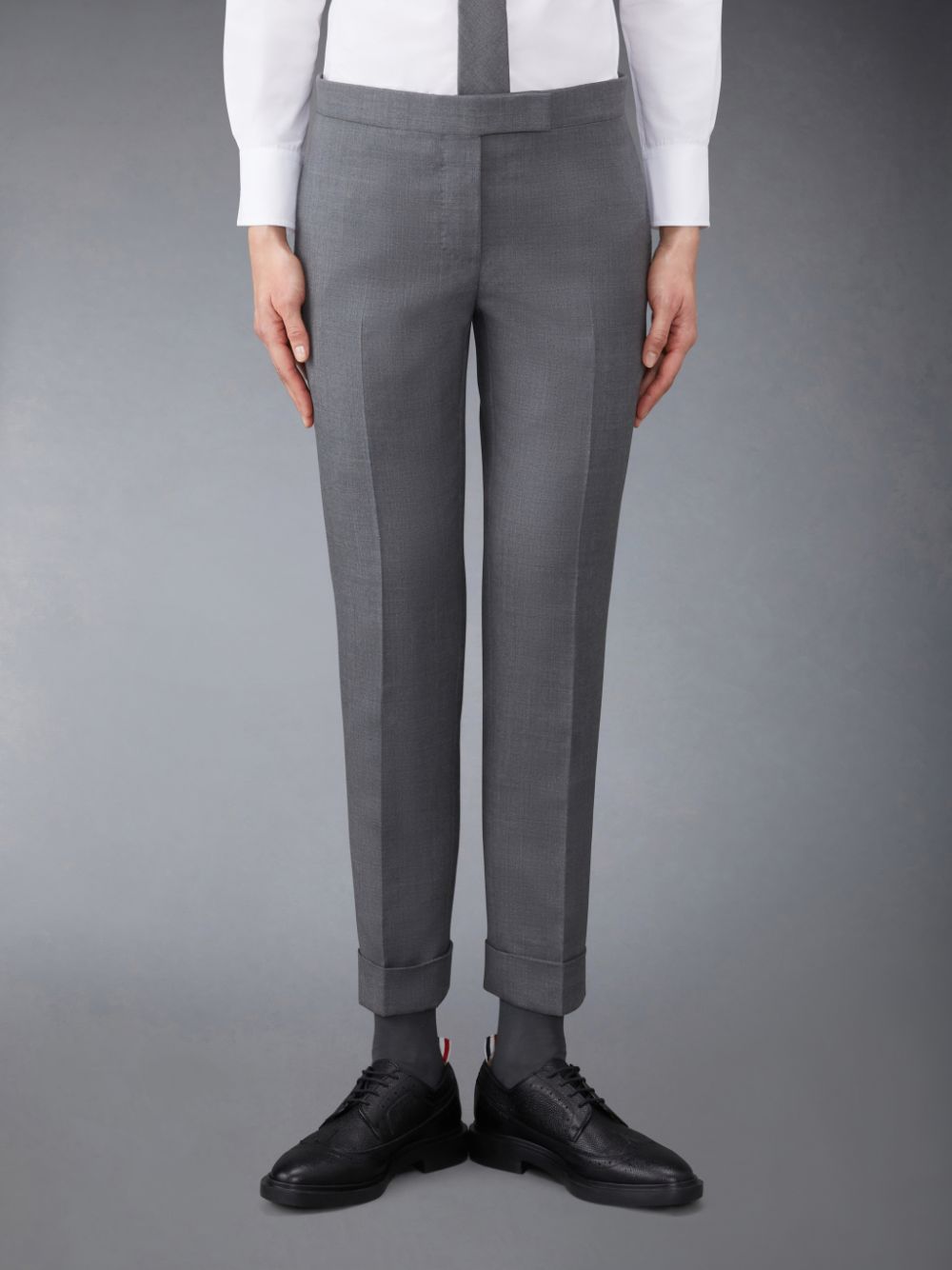 Thom Browne Twill Low Rise Skinny Women Pants Grey | BYQ98M21981