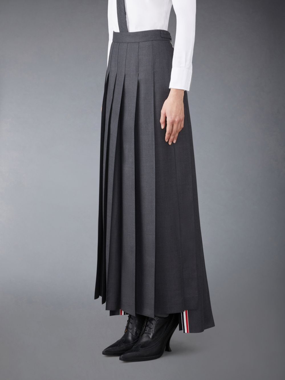 Thom Browne Twill Pleated Long Women Skirts Grey | GKT85F32001