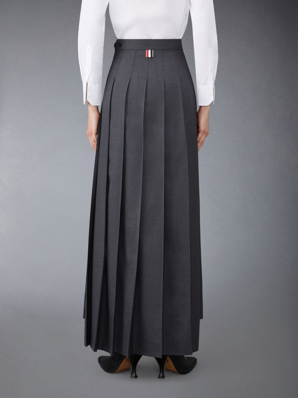 Thom Browne Twill Pleated Long Women Skirts Grey | GKT85F32001