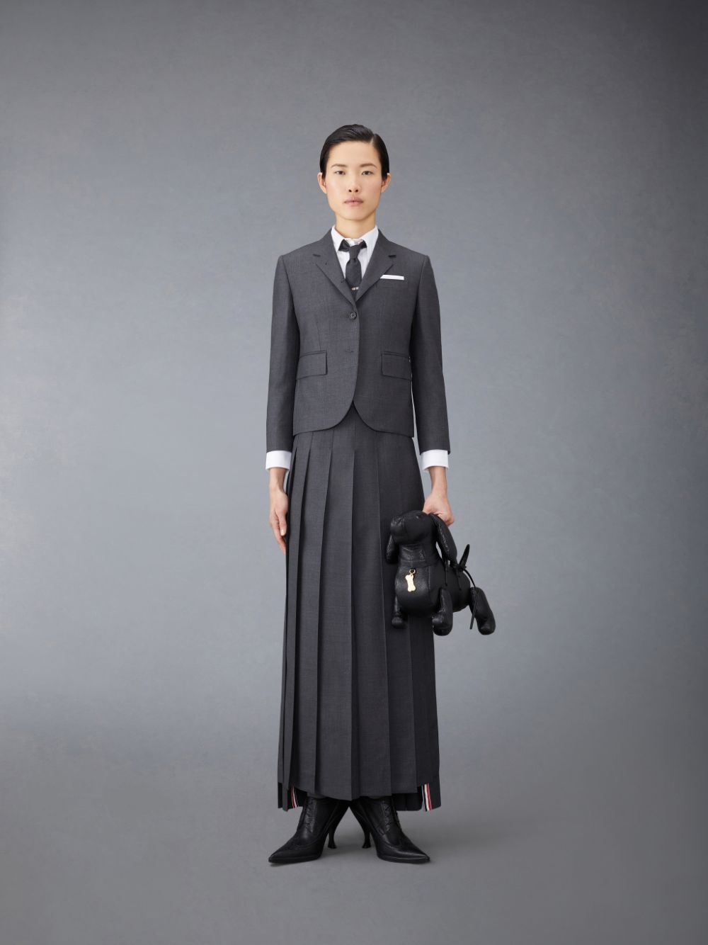 Thom Browne Twill Pleated Long Women Skirts Grey | GKT85F32001