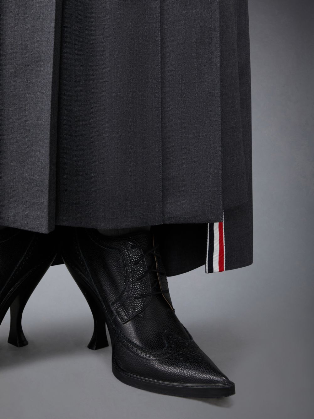 Thom Browne Twill Pleated Long Women Skirts Grey | GKT85F32001