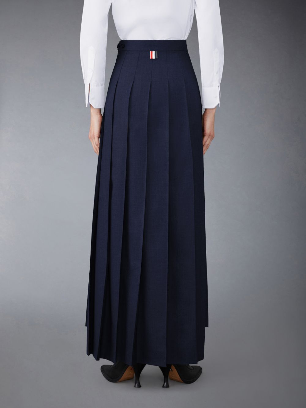 Thom Browne Twill Pleated Long Women Skirts Blue | RVL69N42166