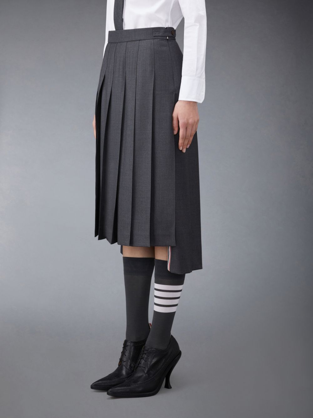 Thom Browne Twill Pleated Midi Women Skirts Grey | EDF44I20042