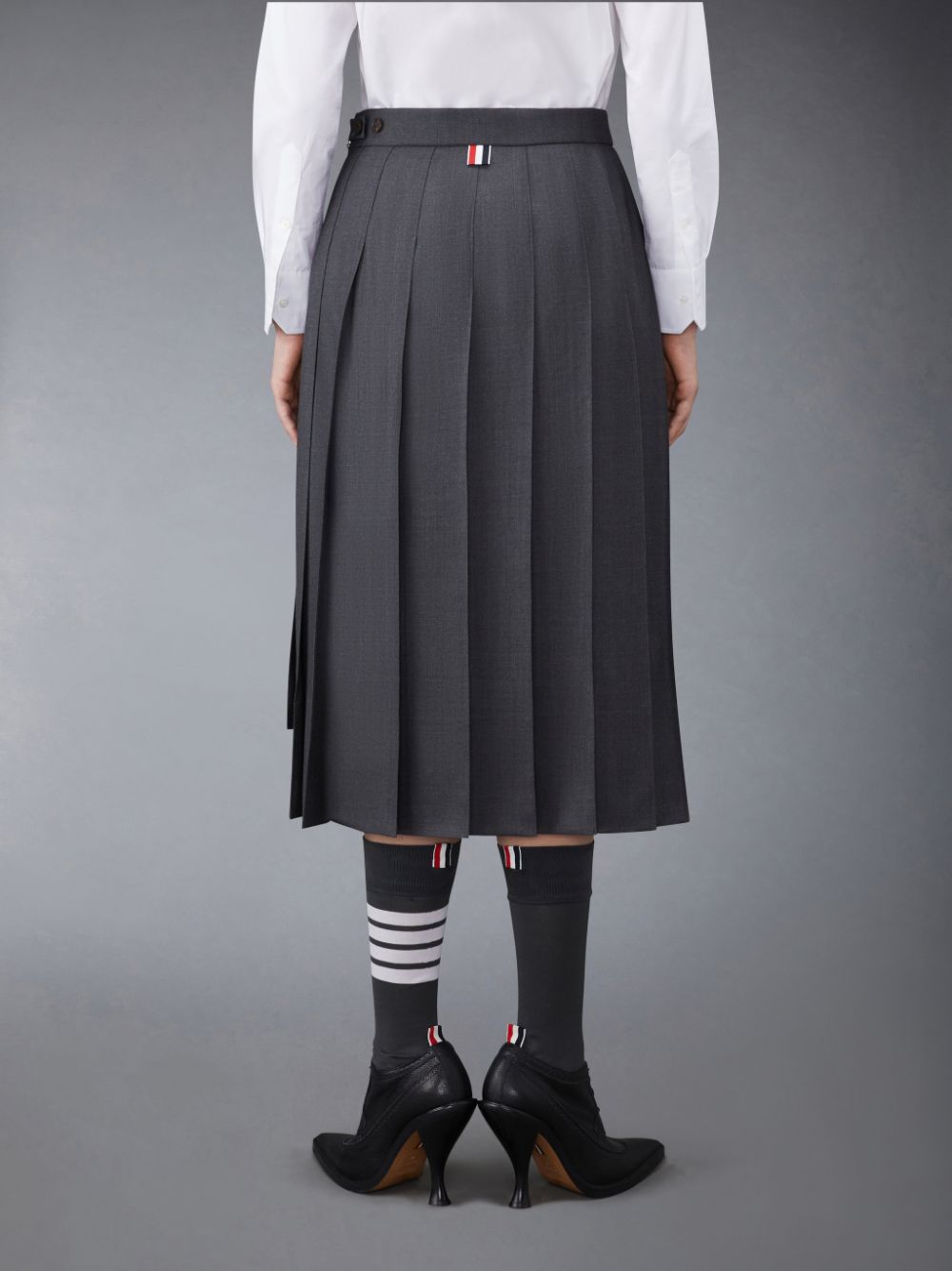 Thom Browne Twill Pleated Midi Women Skirts Grey | EDF44I20042