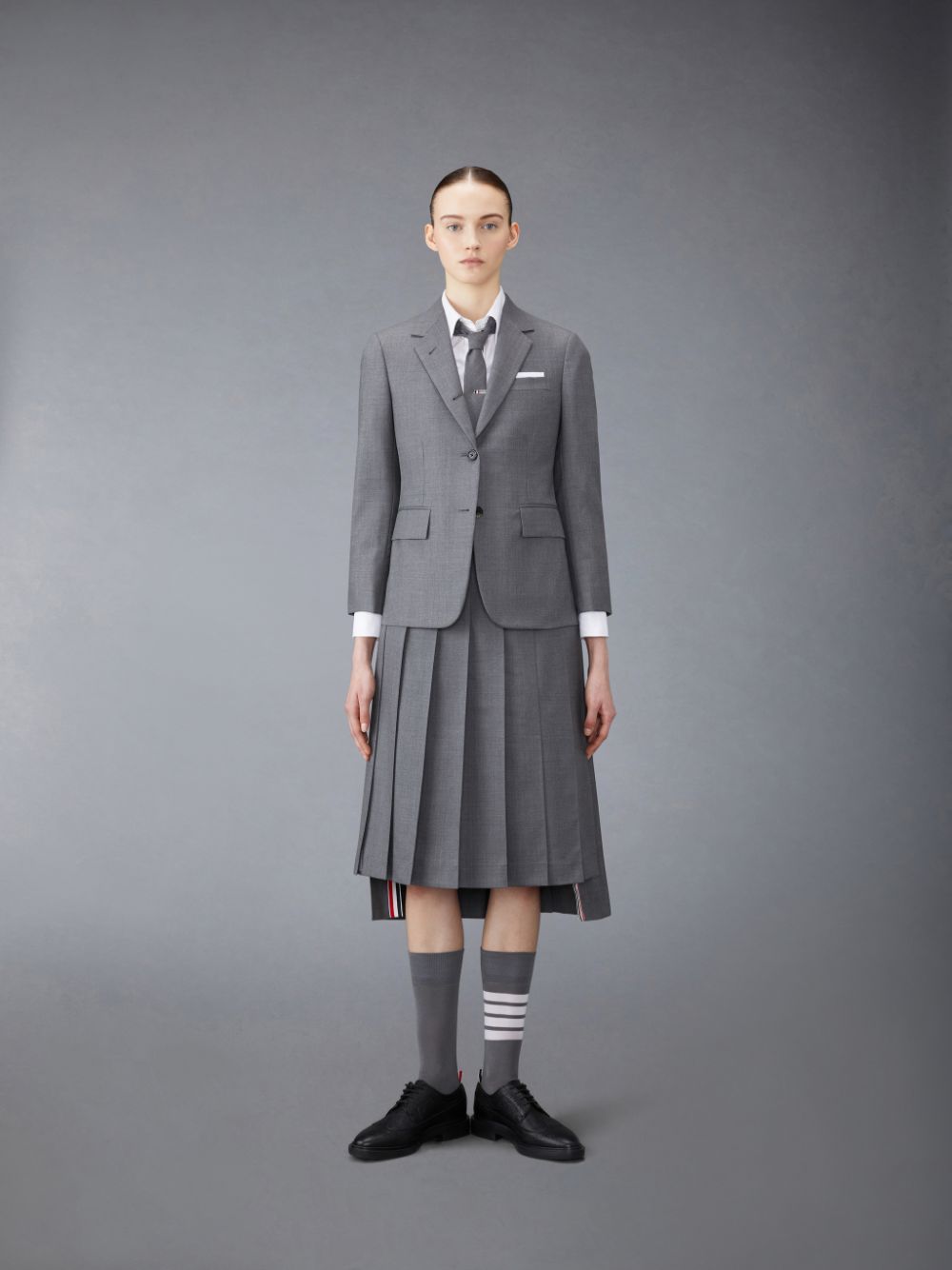 Thom Browne Twill Pleated Midi Women Skirts Grey | NJT06O31332