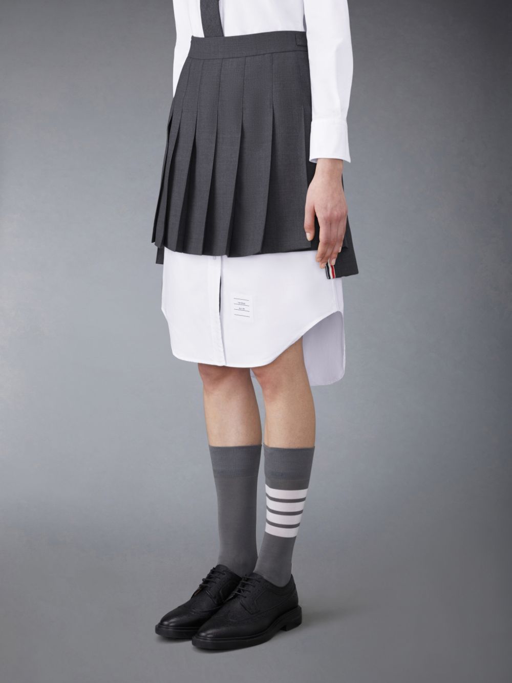 Thom Browne Twill Pleated Mini Women Skirts Grey | GJZ47X36912