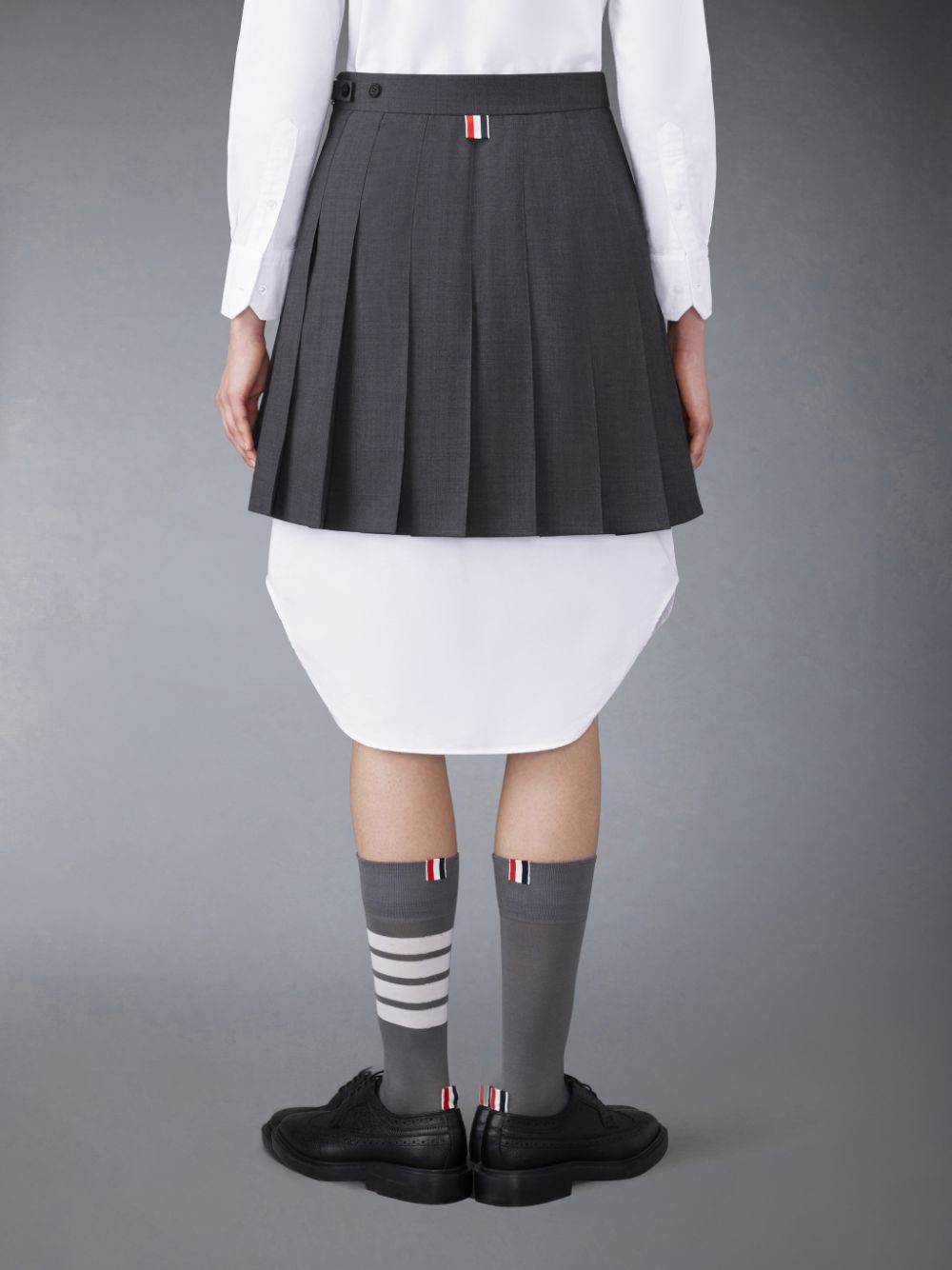 Thom Browne Twill Pleated Mini Women Skirts Grey | GJZ47X36912