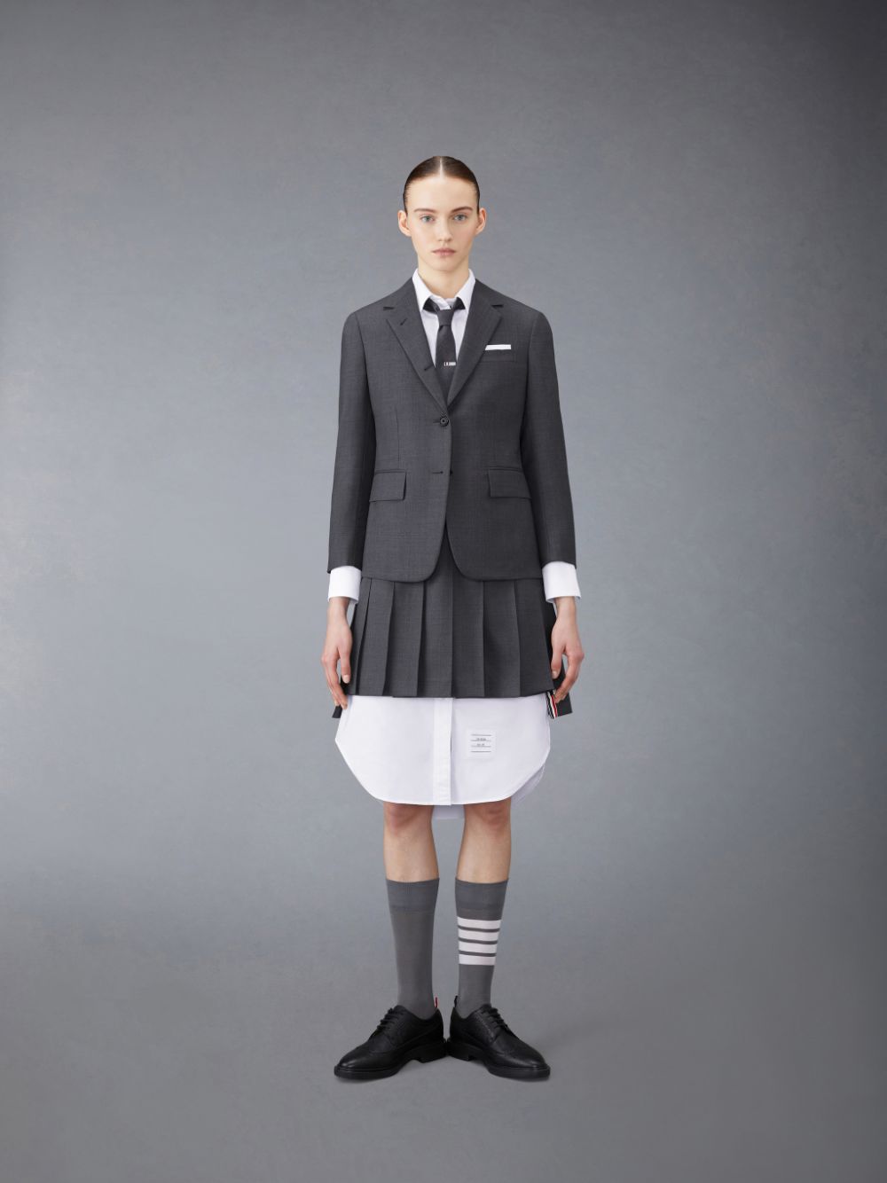 Thom Browne Twill Pleated Mini Women Skirts Grey | GJZ47X36912