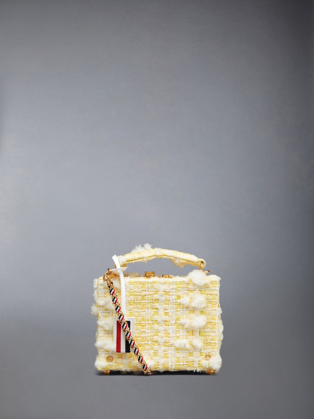 Thom Browne Twill Pouf Tweed Woven Chain Micro Attache Case Men Crossbody Bags Yellow | GEL77S74357