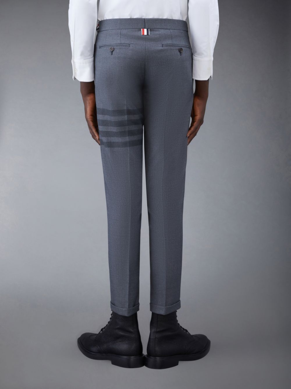 Thom Browne Twill School Uniform 4-Bar Low Rise Skinny Men Pants Grey | MUW04H62938