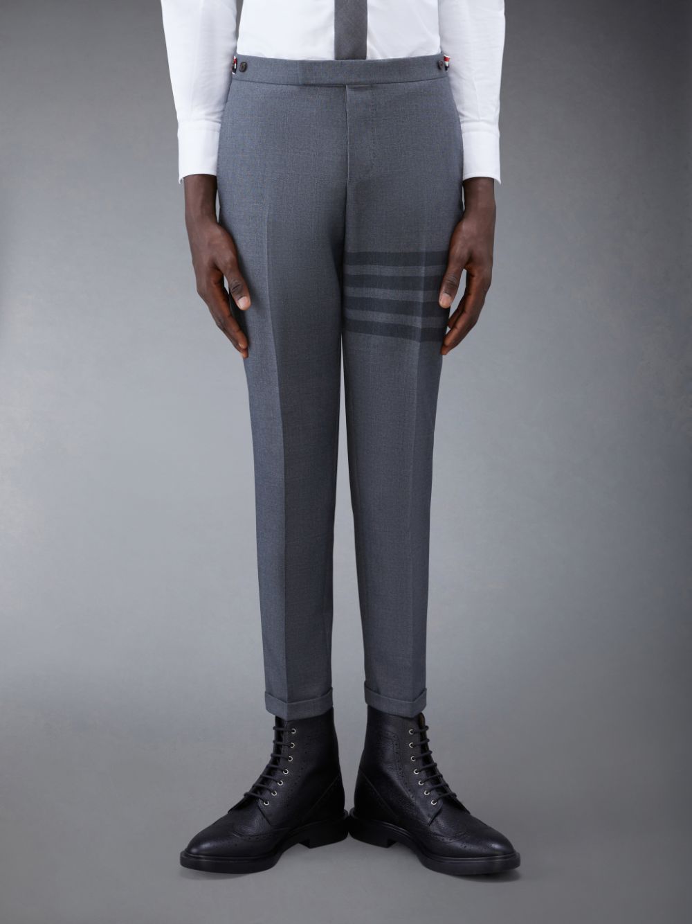 Thom Browne Twill School Uniform 4-Bar Low Rise Skinny Men Pants Grey | MUW04H62938