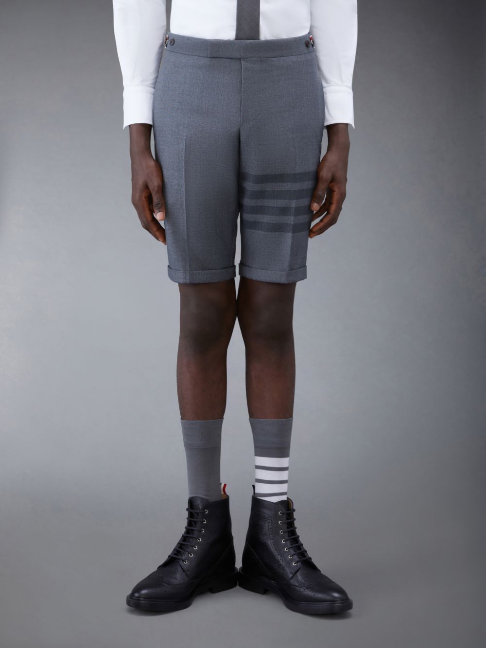 Thom Browne Twill School Uniform 4-Bar Low Rise Men Shorts Grey | SOU05X35744