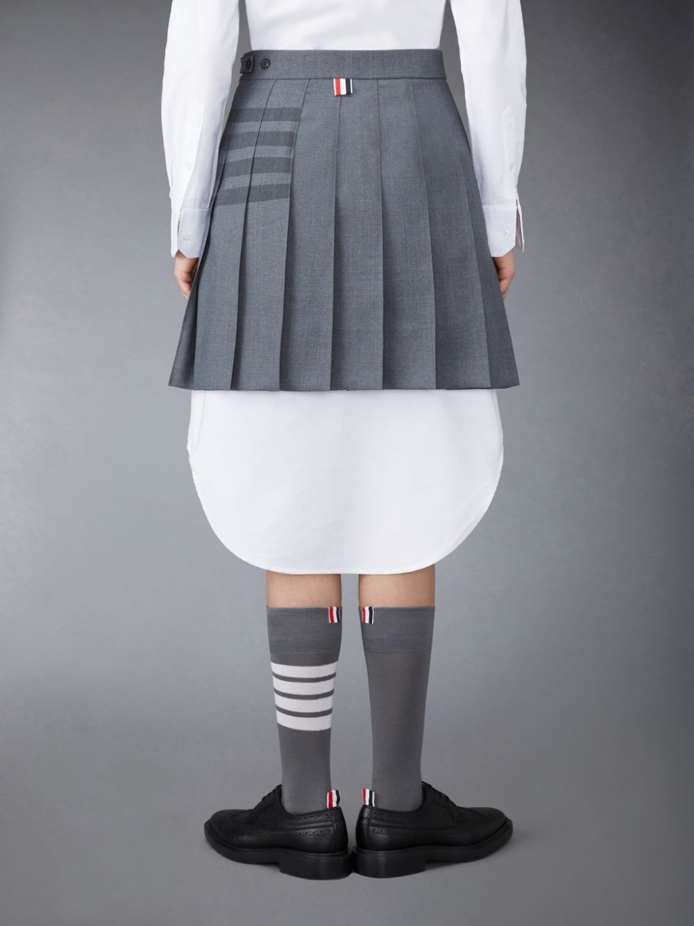 Thom Browne Twill School Uniform 4-Bar Pleated Mini Women Skirts Grey | CGA42P56828